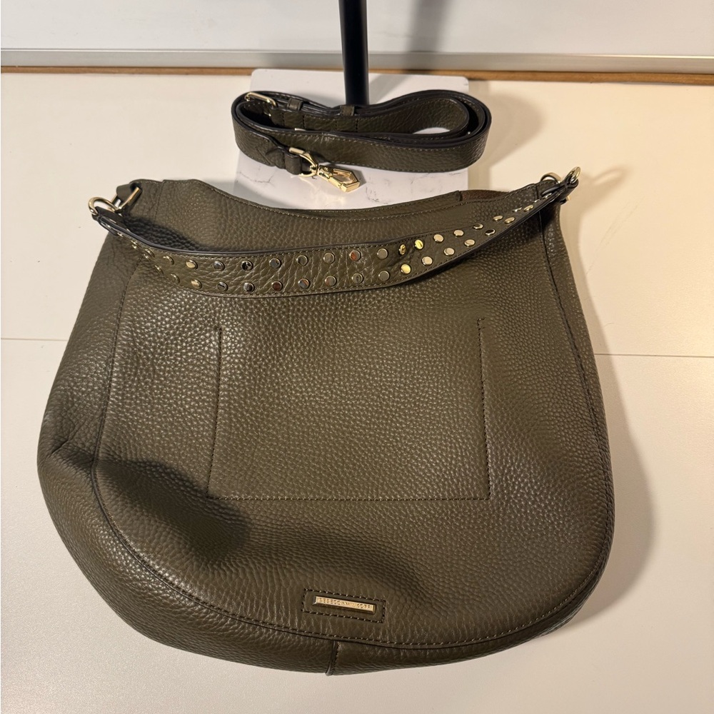 Rebecca Minkoff Elegant Olive Green Leather Hobo Bag